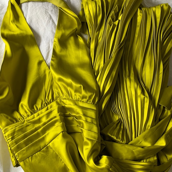 NWT Amur Dixon Dress Citrine Green Halter Pleated Sz 2 - Picture 11 of 11